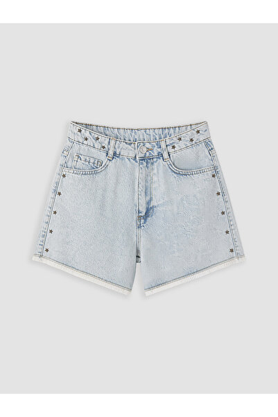 LC Waikiki Texx Store Quality Star Appliqued Girls' Jean Shorts