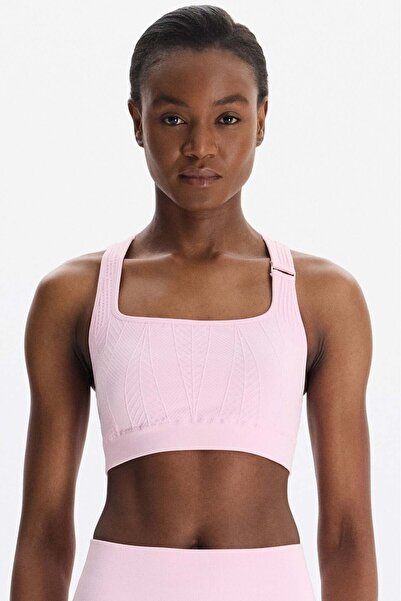 COMEUP Sutien sport fără cusături, cu model 3D, cu spate tip halter, din tric...