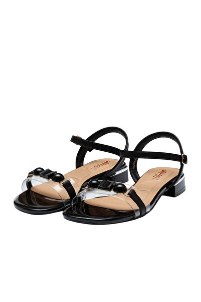UrbanShoes Sandale cu talpă joasă damă din piele naturală - 4015 Negru Box Tr...