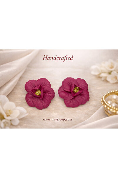 OEMS Soft Rose Earring with a Delicate Feminine Design - Dark Pink