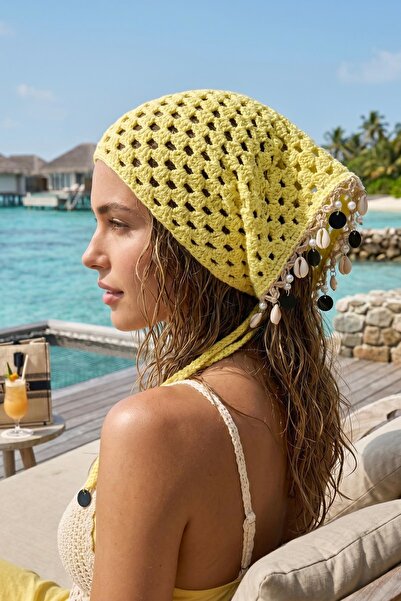 keisy Hand Knitted Premium Mesh Bandana with Tie Detail