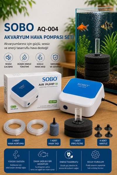 Sobo 4W PREMİUM AKVARYUM HAVA MOTORU VE FİLTRE FULL SETİ