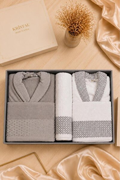Kristal Set halate de baie pentru familie Dream Jacquard, 6 piese, gri - alb