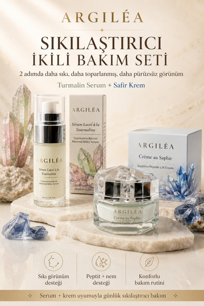 Argilea Peptitli Sıkılaştırıcı Bakım Seti | Turmalin Serum + Safir Krem