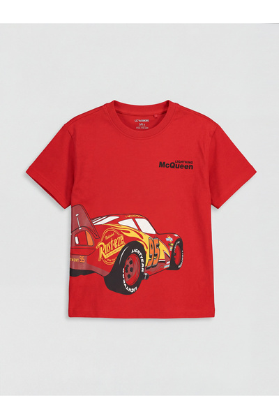 LC Waikiki Tricou de băieți cu guler rotund și imprimeu cu mașini