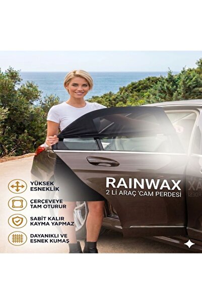 RAINWAX 2-Piece Car Rear Side Window Sunshade Curtain Auto Side Window Curtai...