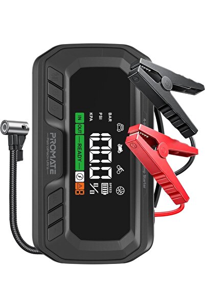 Promate PatrolPack-Ultra 3000A Jump Starter Power Bank with 150PSI Air Compre...
