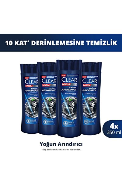 Clear Men Kepeğe Karşı Etkili Şampuan Yoğun Arındırıcı 350 ml x4
