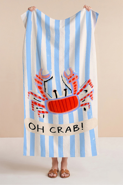 Evimde Bambaşka Prosop de plajă pentru copii cu tematică crab - Husă de proso...