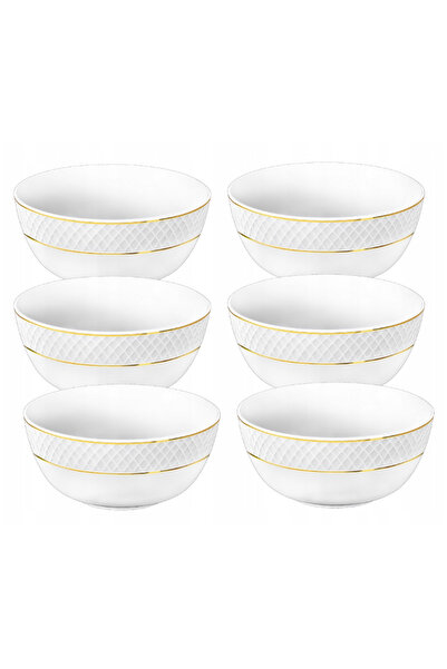 WILMAX ENGLAND Set 6 boluri salată Wilmax Diamond, albe cu margine aurie, 130...