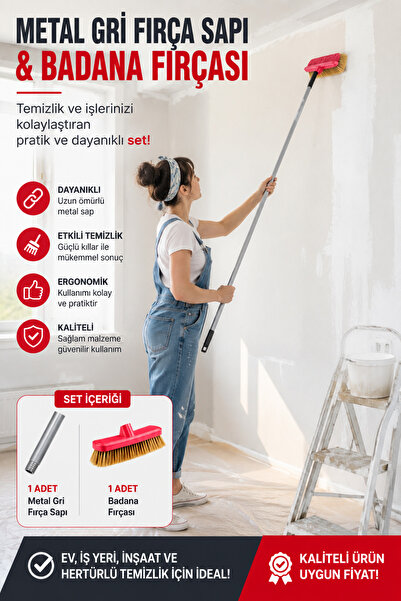 Primeaks Metal Fırça Saplı Badana Fırçası Seti Boya Badana Dekorasyon