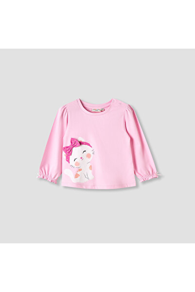 Juniors Girls Round Neck T-shirt with Snap Button Closure - Cotton - Long Sle...