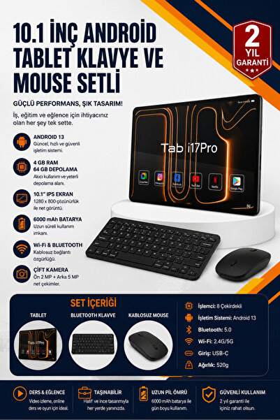 SAYARMARKT Klavyeli Mouse’lu Android Tablet Uzun Süreli Batarya Performansı