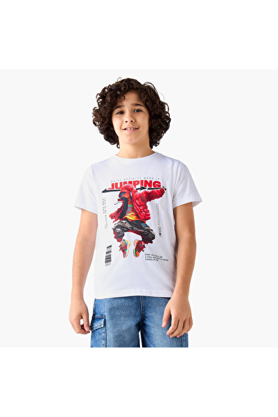 Juniors Crew Neck Short Sleeves T-shirt with Graphic Print