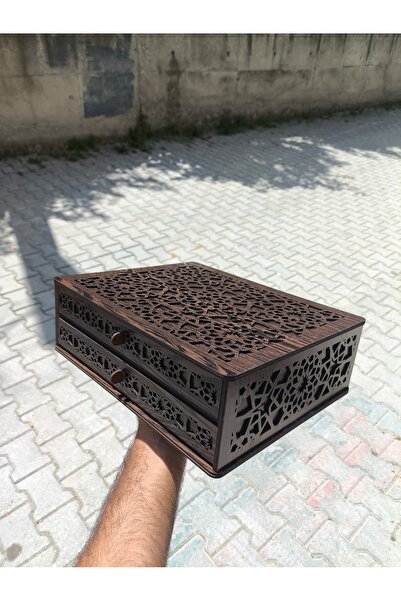 nevel3dcnc Özel Tasarım Ahşap 2 Çekmeceli 16 Gözlü Takı, Saat ve Tesbih Kutus...