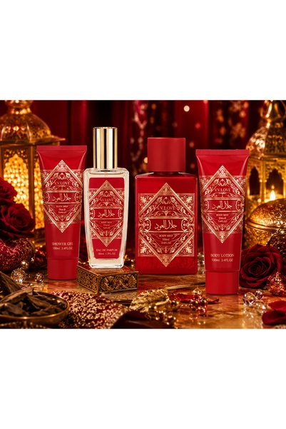 V.V LOVE Set Parfum Arabesc Premium 4 Piese pentru Femei – Body Mist, Loțiune și Gel de Duș