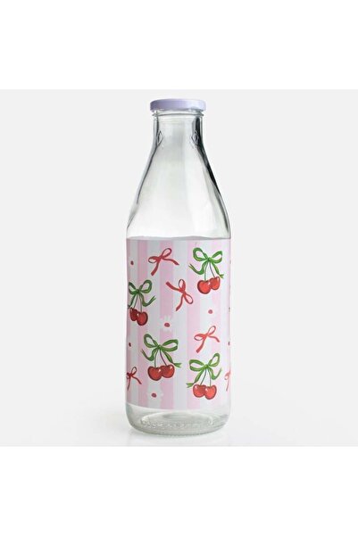 OEM Sticlă 1 L cu model cireșe, design fresh pentru apă și limonadă