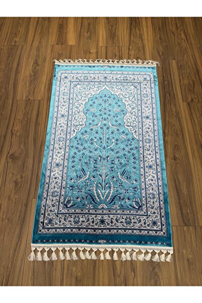 Neşem Halı Boutique KS7080 TURKUAZ İRAN İPEK SECCADE HALIMIZ İPEK SAÇAK