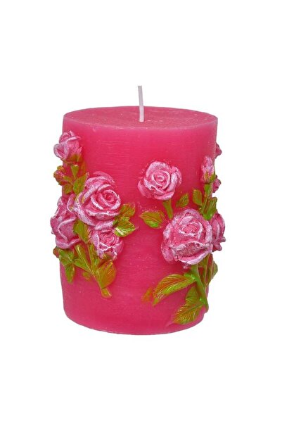 OEM Lumânare Decorativă Roz, Lumină Caldă și Atmosferă Relaxantă, Ø9,7 x 7,2cm