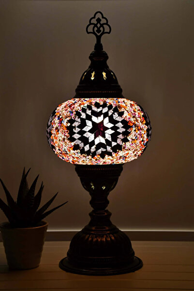 BAZARİA Design Otantik Mozaik Cam Masa Lambası Dekoratif Gece Lambası Abajur
