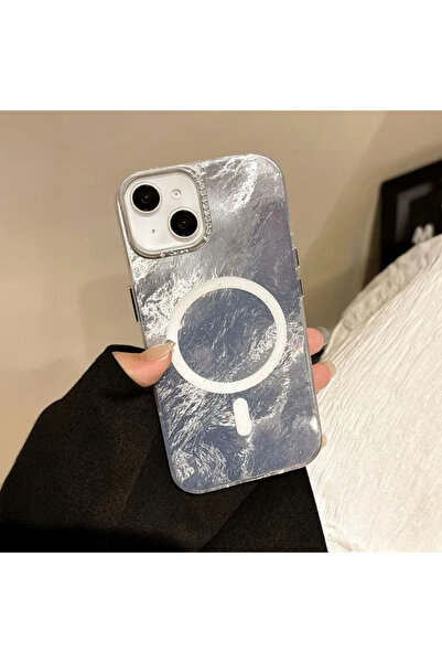 Zebana Apple iPhone 14 Plus Glow Taşlı Silikon Kılıf - Gri