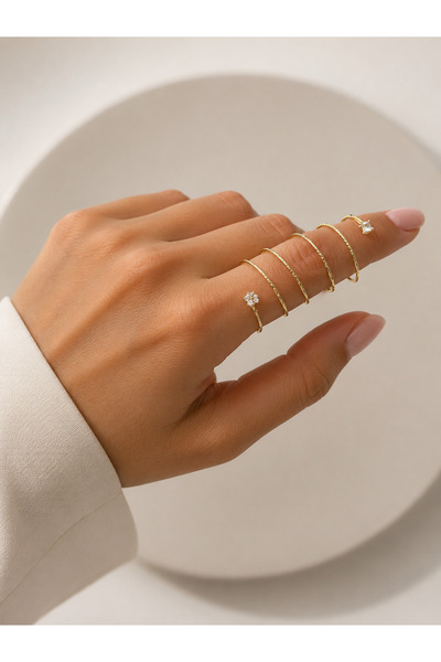 ZEYNORA JEWELLERY Spiral Taşlı Çelik Yüzük