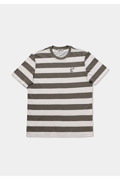 Colin's Regular Fit Round Neck Striped Men's White Short Sleeve T-Shirt