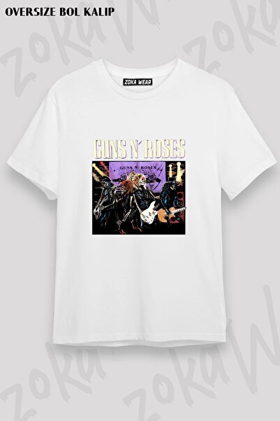 ZOKAWEAR Unisex Loose Fit Guns N Roses V52 Printed T-Shirt