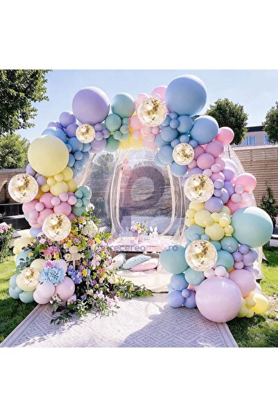 MP Mirific Party Set 117 baloane, tip arcadă, cu baloane cu confetti, pastel