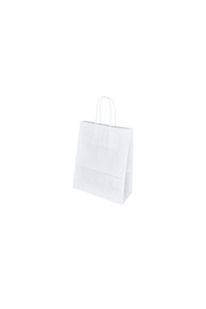 Papette Set 200 bucăți Pungi hârtie Kraft Alb, mânere hârtie rasucită, 18 x 2...