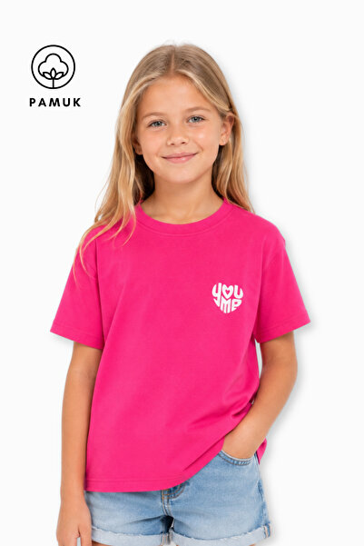 difa kids Tricou de vară pentru fete, cu mânecă scurtă, cu imprimeu text inimă