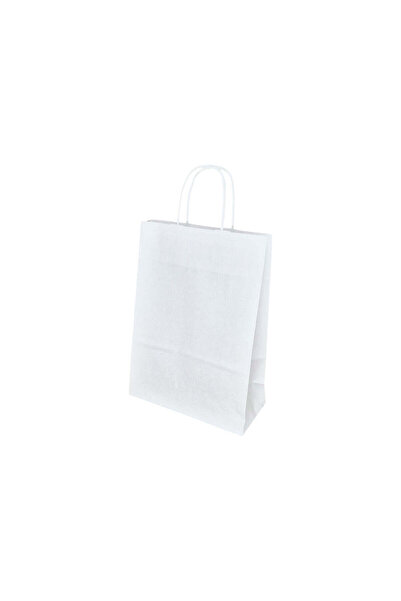 Papette Set 500 bucăți Pungi hârtie Kraft Alb, mânere hârtie rasucită, 22 x 3...