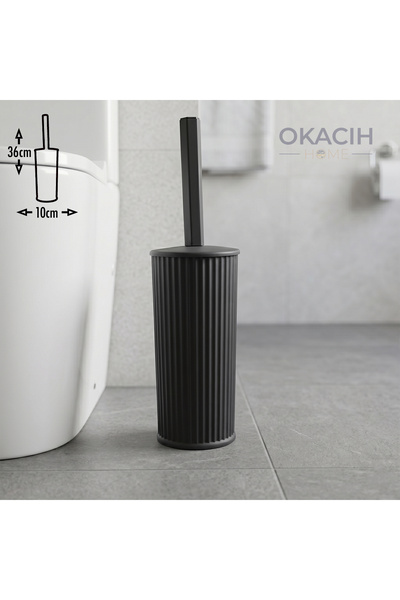 okacih Modern Dikey Çizgili Tuvalet Fırçası - Banyo İçin Lüks Klozet Fırçası