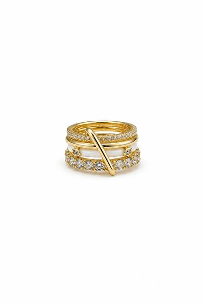 Okko Store Four Row Stone Enamel Ring