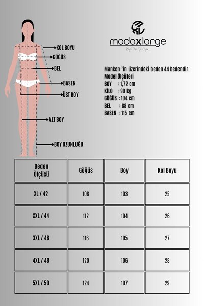 Koza Butik Kadın Büyük Beden Polo V Yaka Taş Detaylı Elbise 5469-26