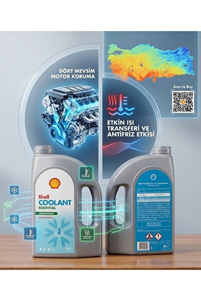 SHELL ANTİFİRİZ MAVİ 3 LİTRE COOLANT ESSENTİAL M CONCENTRATE