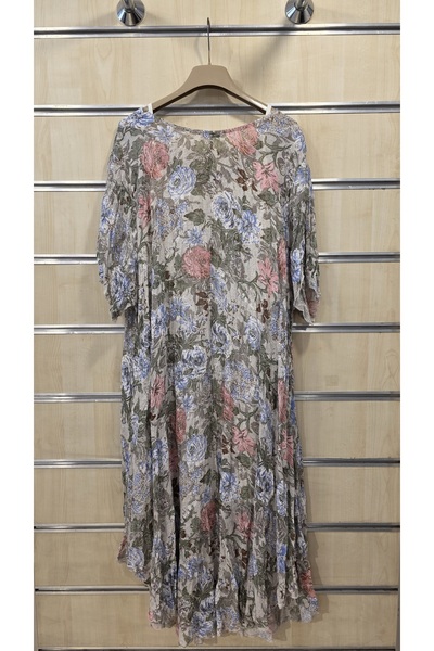 Park Moda Italian Viscose Dress with Lining and Rose Pattern