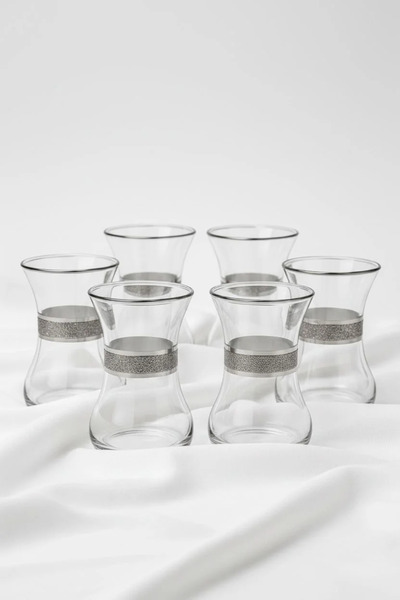LAV Demet White Gilded 6-Piece Glass Tea Cups – Stylish Tea Cups 135 ml