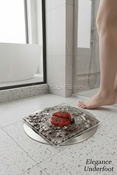 RENK YAPI RÜYASI Cam Banyo Gideri Kapatıcısı, Dekoratif Süzgeç Kapağı, Cam Sü...