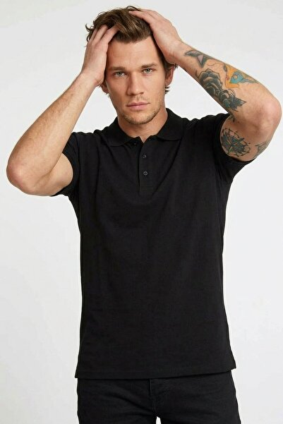 comstar Men's Fashion Comfort Black Polo Collar T-Shirt