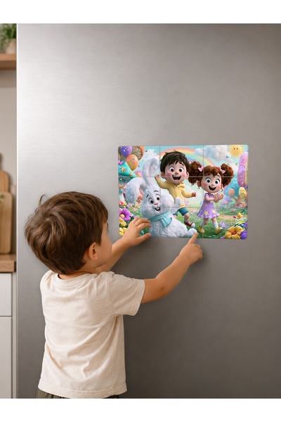 no26dekor 9 Piece Magnetic Puzzle 15X21 cm Uv Printed Mdf Magnet Children's E...