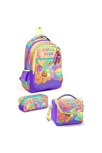 Coral High Kids Milka Ice Cream Patterned 3-Piece School Bag Set Set33254