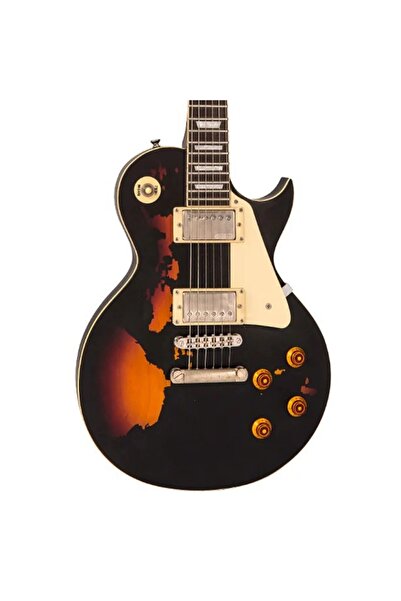 Vintage Guitars Vintage V100 ICON Elektro Gitar - Distressed Black Over Sunburst