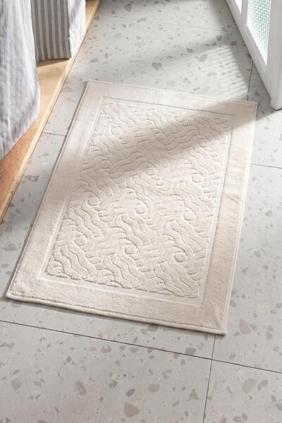 Ender Home 50X70 cm Jacquard Wave Pattern Cotton Bath Mat
