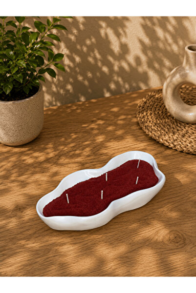 Dalga Formlu Dekoratif Kase Mum – Bordo İnci Tozu