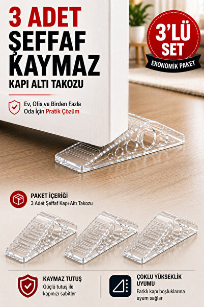 OpenCity 3 Pieces Transparent Silicone under Door Stopper Non-Slip Door Stopp...
