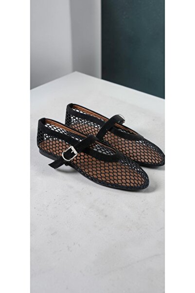 runa shoes Велурени балеринки с мрежа