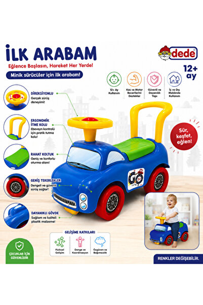 DoruCO İlk Arabam İtmeli Binici Araba – Direksiyonlu İlk Arabam 12+ Ay