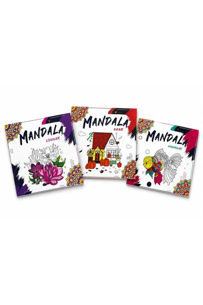 dokuzyayinlari Mandala Boyama Kitabı Evler - Hayvanlar - Çiçekler Her Kitap 2...
