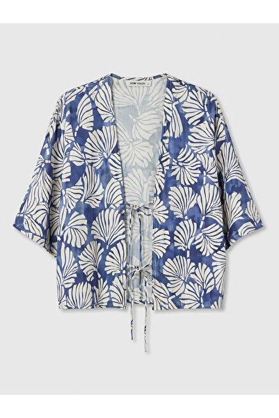 LC Waikiki Blue Floral Oversize Women's Kimono